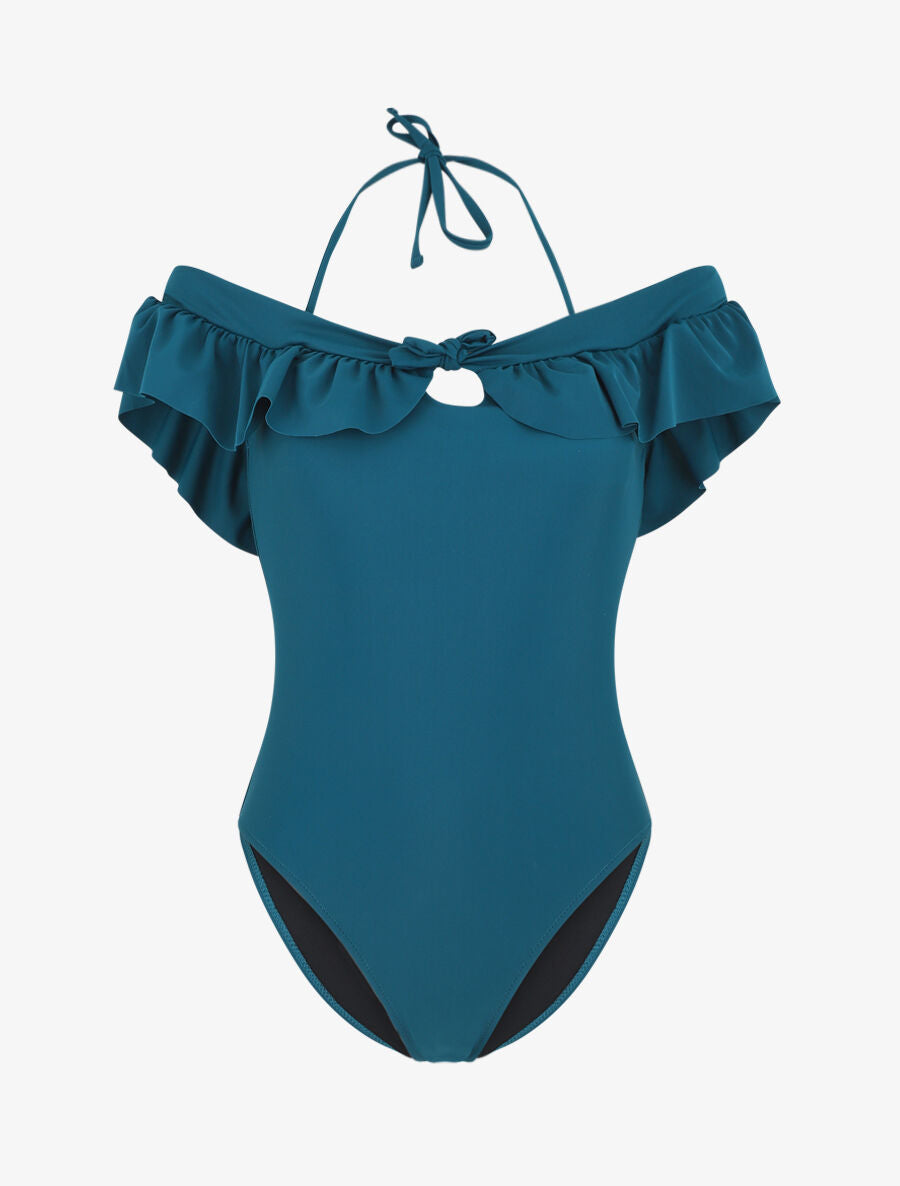 Maillot de bain 1 pièce à volants - Bleu canard - 5