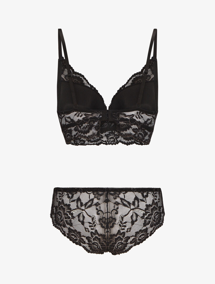 Ensemble lingerie en dentelle irisée - Noir - 2