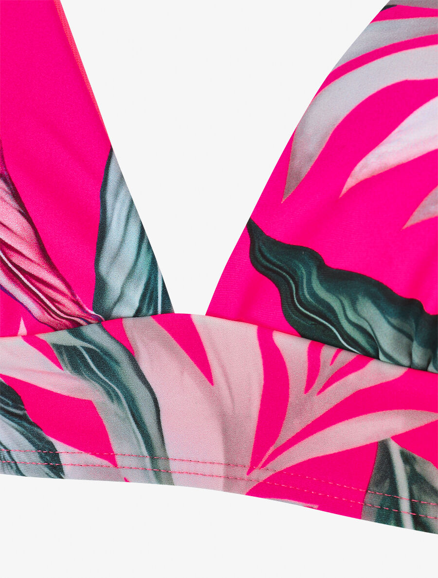 Maillot de bain 2 pièces triangle imprimé tropique - Rose fluo - 3