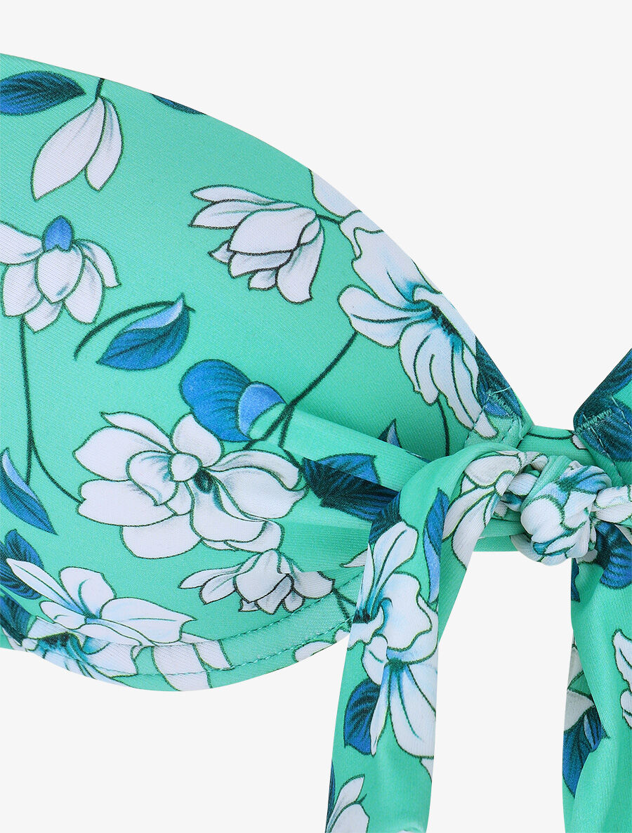 Maillot de bain 2 pièces à noeud imprimé floral - Vert d&