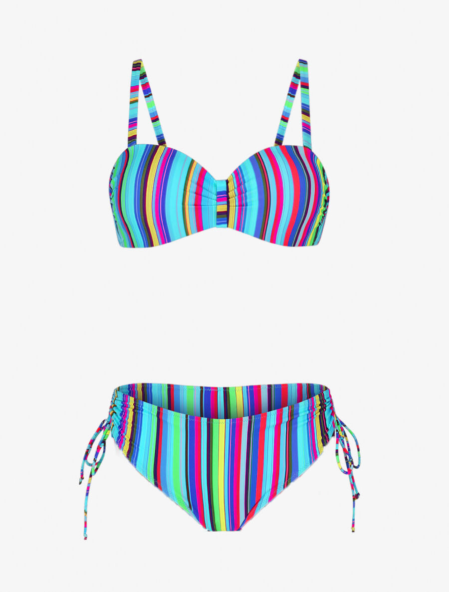 Bikini à imprimé rayures - Bleu ciel - 1
