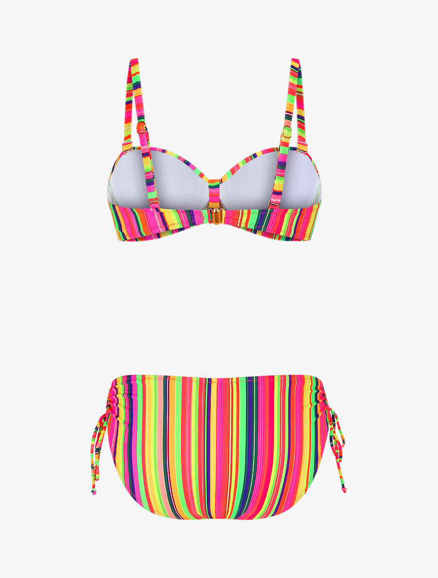Bikini à imprimé rayures - Rose - 2