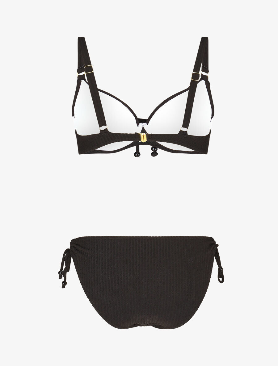 Bikini uni effet texturé - Noir - 2