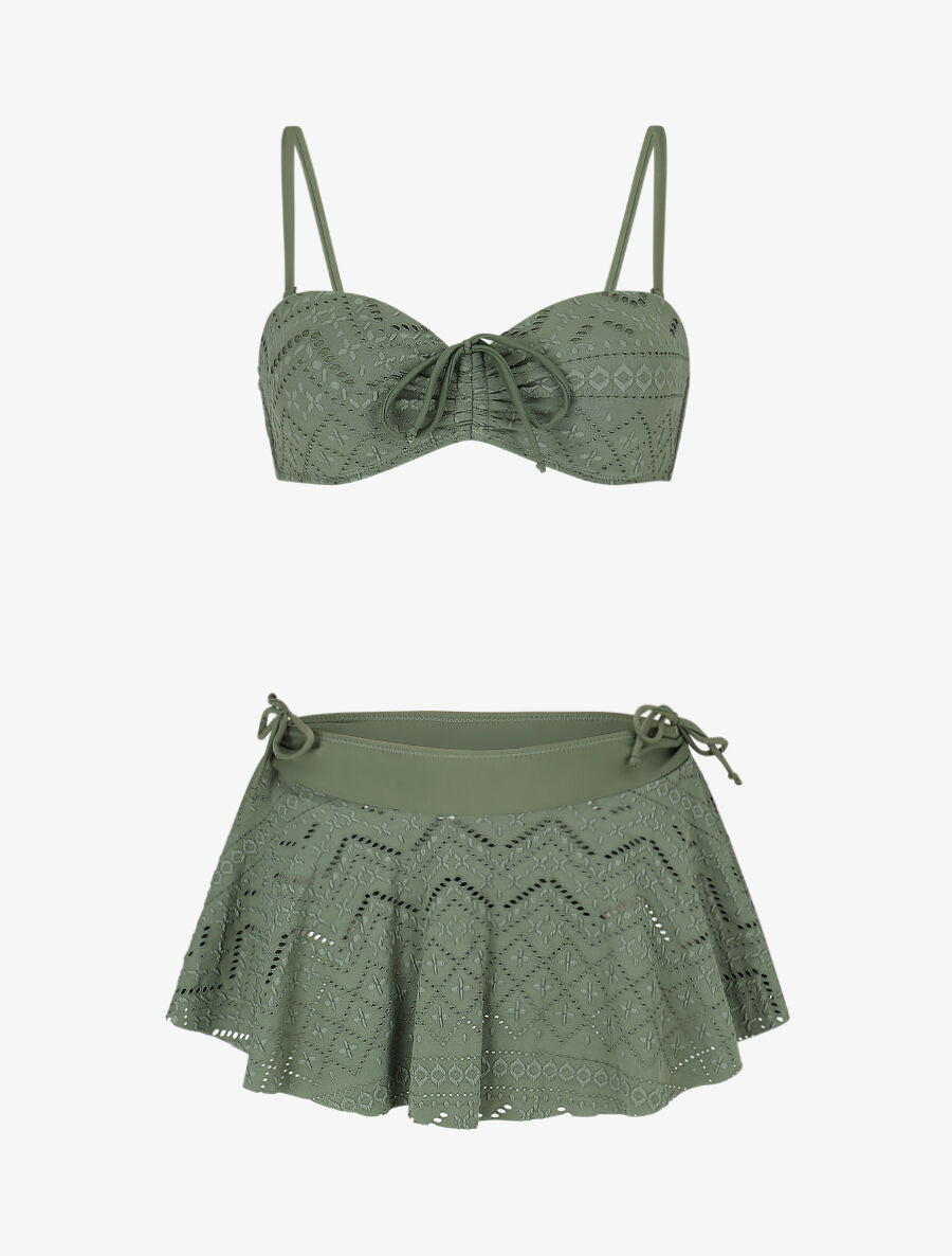 Ensemble de maillot de bain uni - Kaki - 1