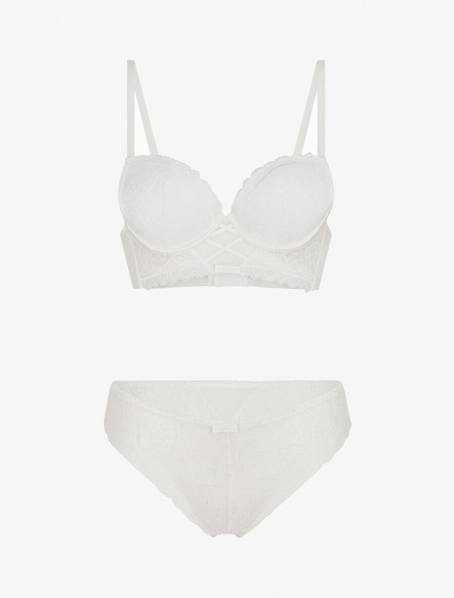 Ensemble soutien-gorge et culotte en dentelle - Blanc - 1