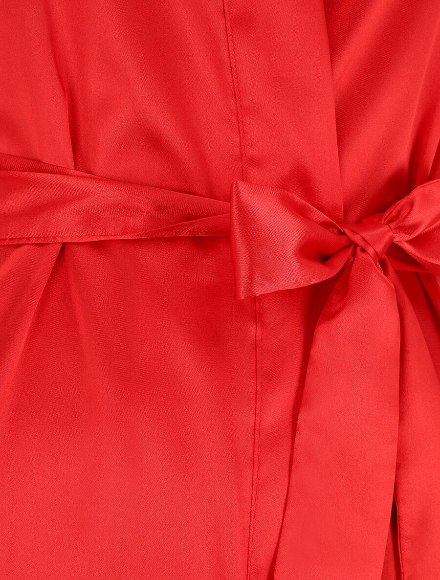 Kimono satiné manches courtes - Rouge - 3