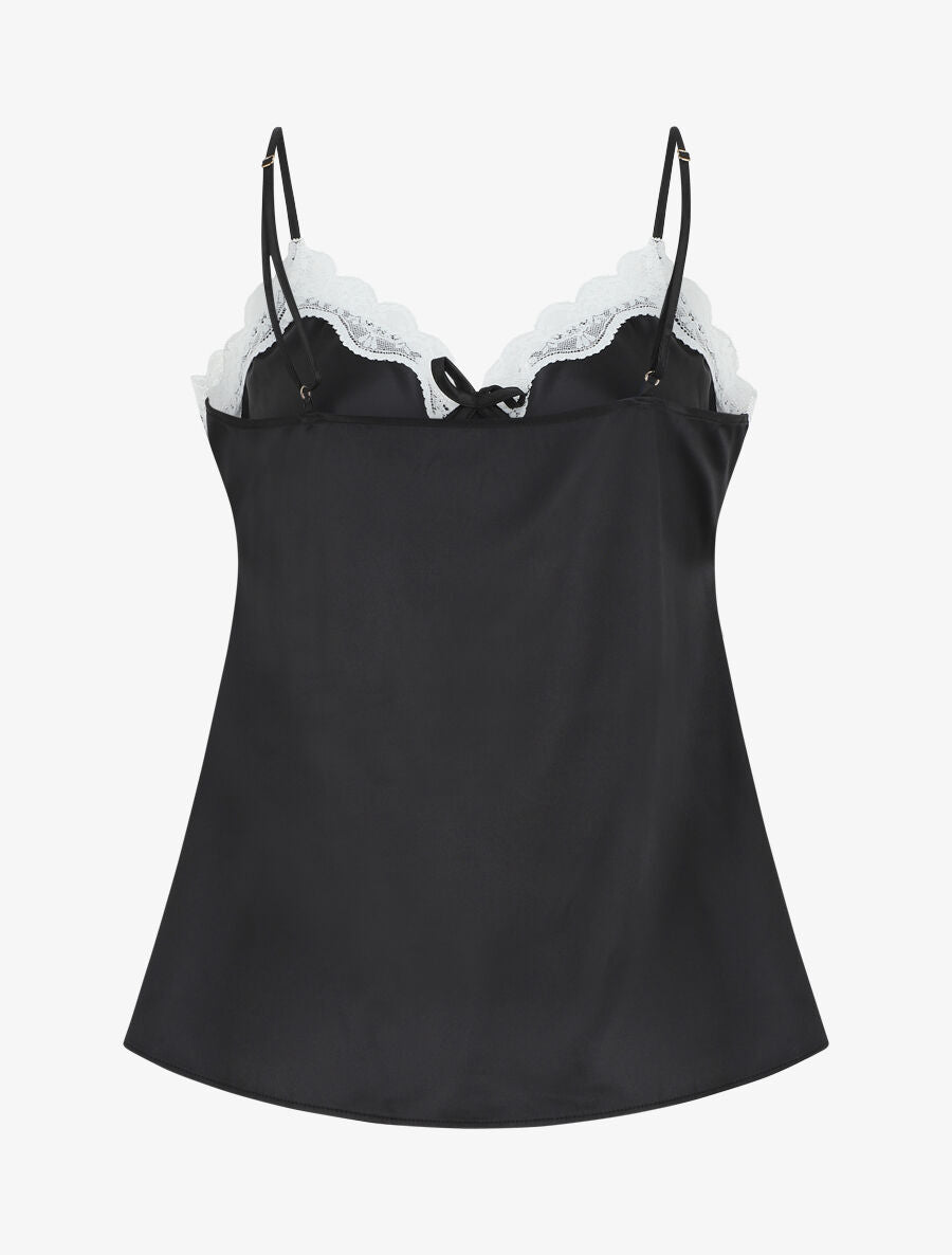 Ensemble caraco et short de pyjama satiné - Noir - 2
