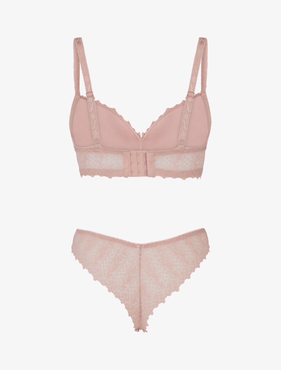 Ensemble lingerie en dentelle fantaisie - Rose - 2