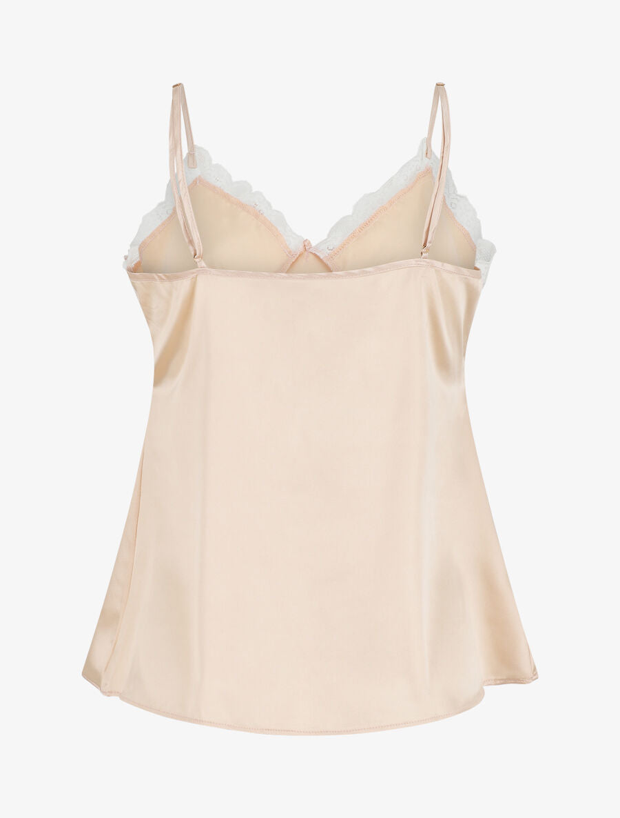 Ensemble caraco et short de pyjama satiné - Beige - 2