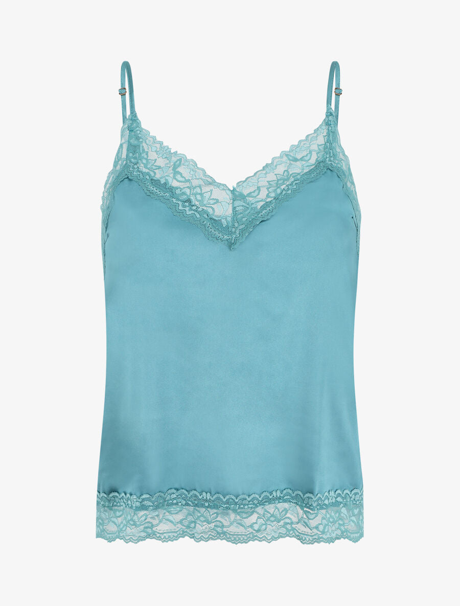 Ensemble caraco et short de pyjama à dentelle - Bleu - 1
