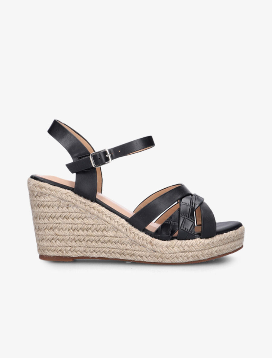 Compensées à ganse stylisée style croco - Noir - 1
