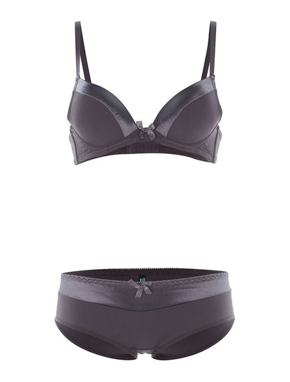 Ensemble SG et culotte à bord satiné - anthracite - 1