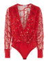 Body voile à franges ornées de sequins - rouge - 3