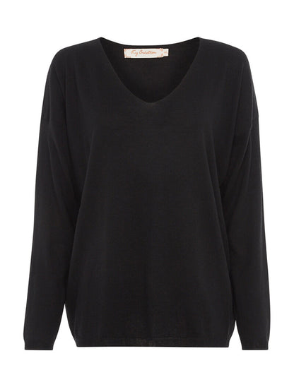 Pull basique dos liseré dentelle - noir - 1