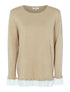 Pull à empiècements tissu gaufré - beige - 1