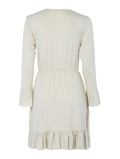 Robe effet portefeuille bas volanté - beige clair - 2