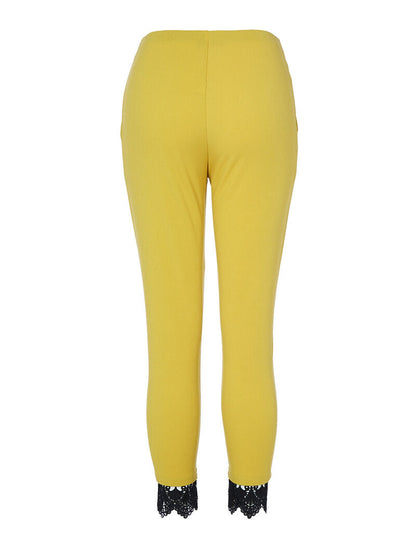 Pantalón 7/8 con detalle de crochet - amarillo