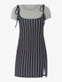 Robe rayée et t-shirt côtelé - gris - 1