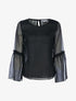 Blouse en voile à manches volantées - noir - 1