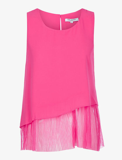 Top en tulle gaufrée et voiles superposés - fushia - 3