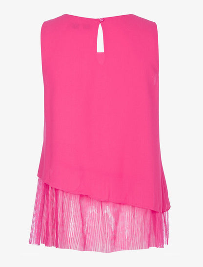 Top en tulle gaufrée et voiles superposés - fushia - 2