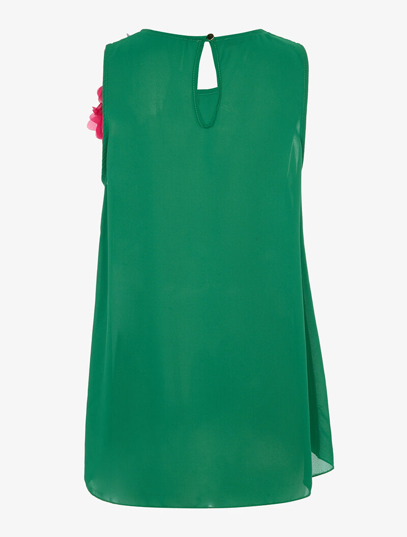Blouse fine à empiècement fleurs - vert - 2