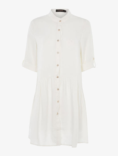 Robe chemise bas volanté asymétrique - blanc - 1