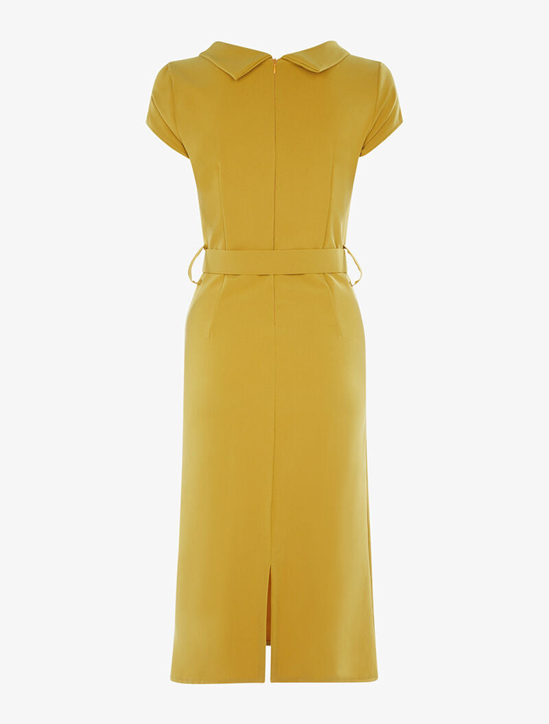 Robe droite à col tombant - moutarde - 2