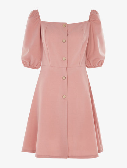 Robe boutonnée à manches coudées - rose - 1