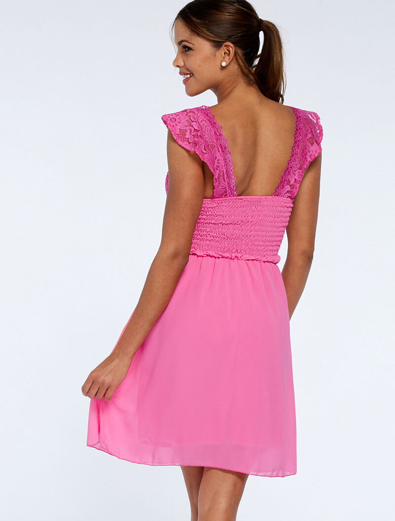 Robe buste corsage et bas en voile - fushia - 2