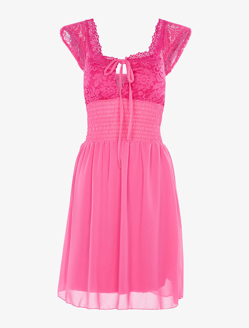 Robe buste corsage et bas en voile - fushia - 4
