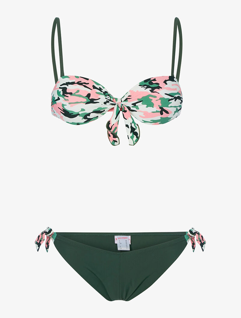Bikini bandeau treillis - kaki - 3