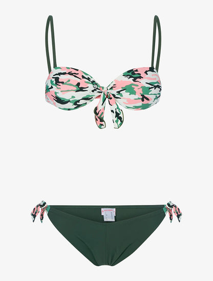Bikini bandeau treillis - kaki - 3