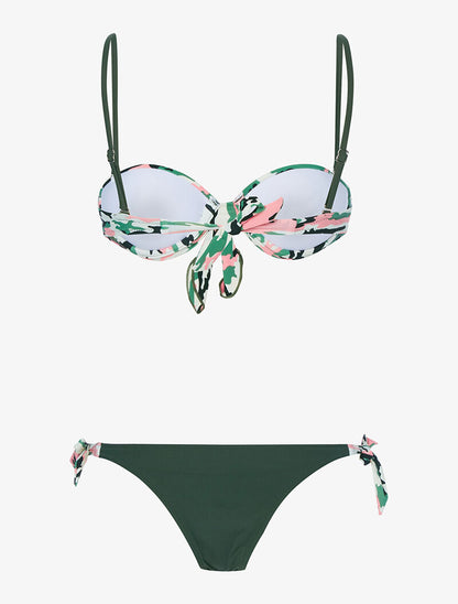 Bikini bandeau treillis - kaki - 2