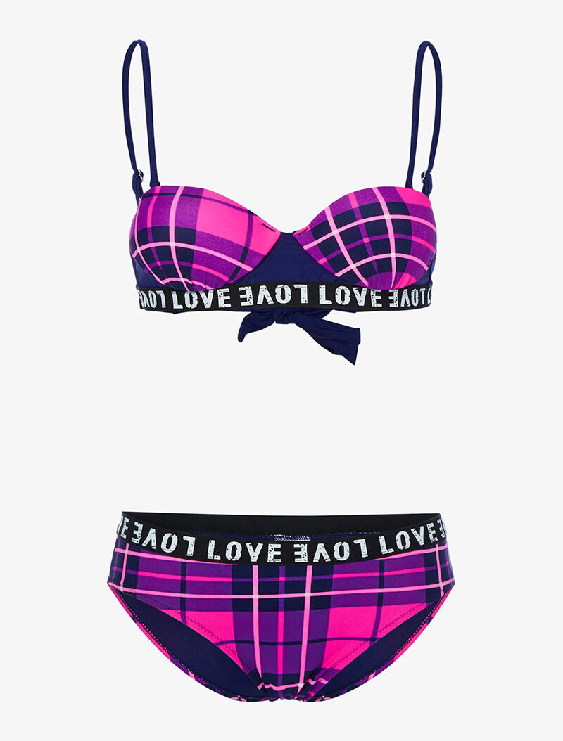 Bikini Love imprimé tartan - violet - 1