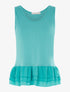 Débardeur bas volanté en voile - turquoise - 1