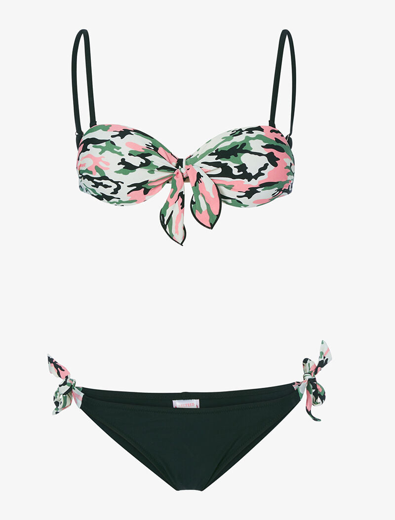 Bikini bandeau treillis - noir - 3
