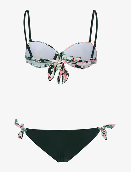 Bikini bandeau treillis - noir - 2