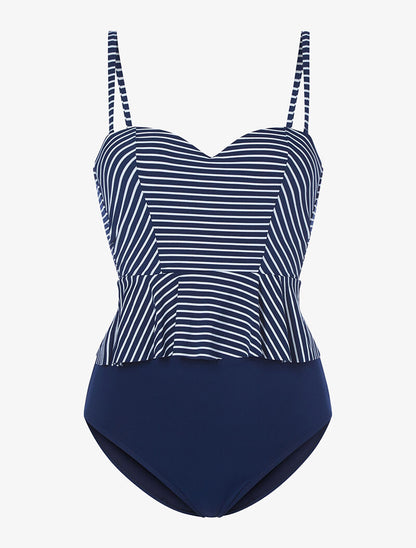 Tankini péplum marinière - marine - 3
