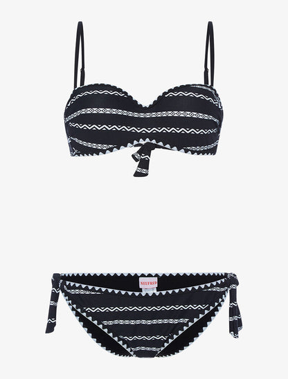 Bikini imprimé éthnique - noir/blanc - 1