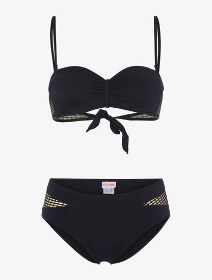 Bikini empiècements résille - noir - 3