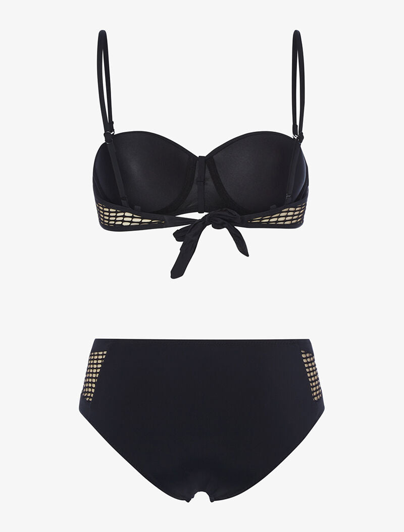 Bikini empiècements résille - noir - 2