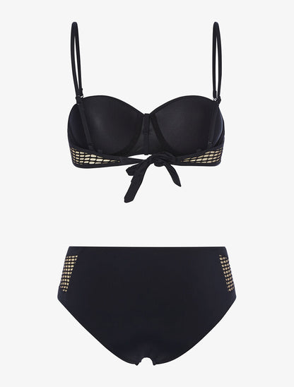 Bikini empiècements résille - noir - 2