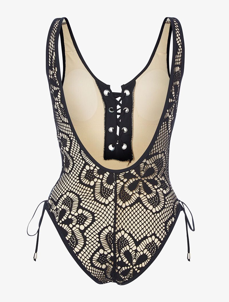 Monokini effet crochet - noir - 2