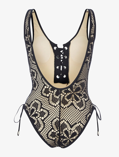 Monokini effet crochet - noir - 2