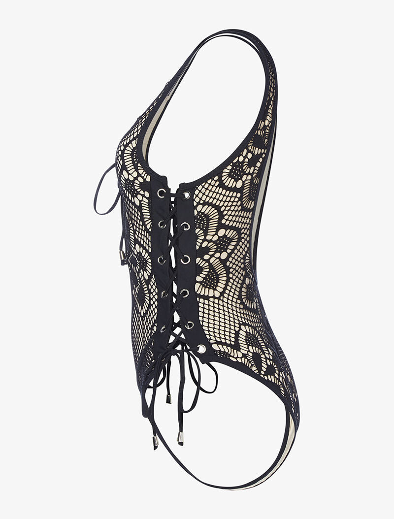 Monokini effet crochet - noir - 3