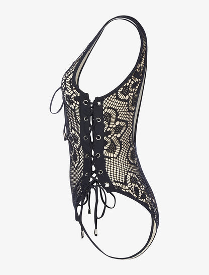 Monokini effet crochet - noir - 3