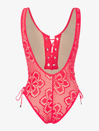 Monokini effet crochet - rouge - 2
