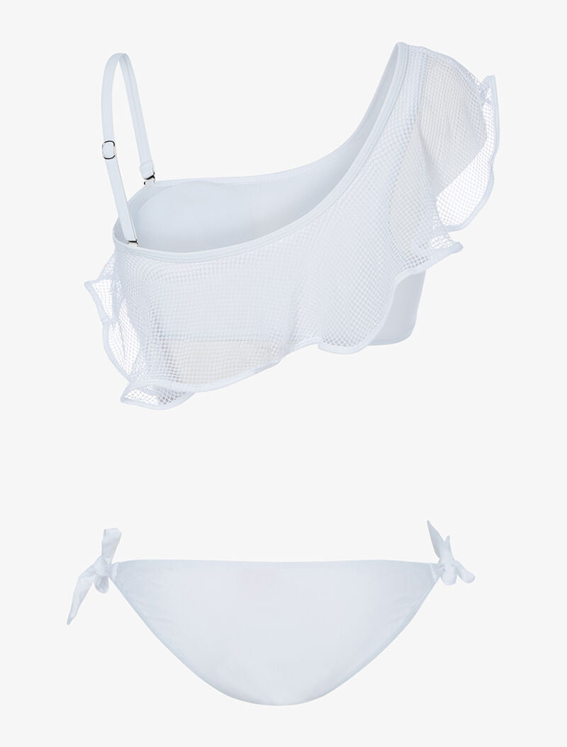 Bikini à volant et filet - blanc - 2