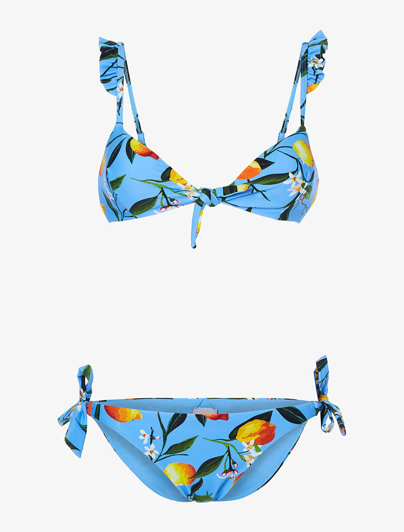 Bikini à imprimé citrons - bleu ciel - 1